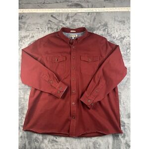 Duluth Trading Co Untucked Shirt Men 2XLT Dark Red Long Sleeve Button Up Heavy